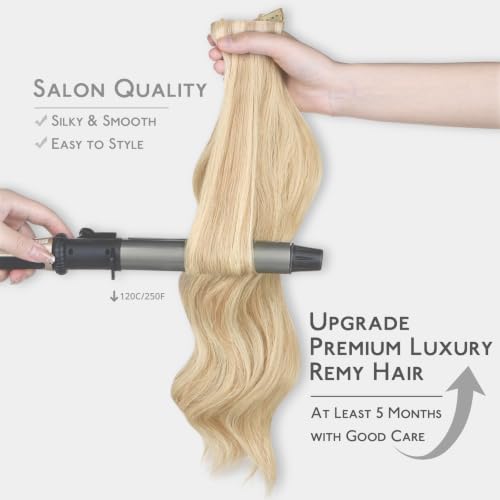 Image of WENNALIFE Invisible Edge Seamless Clip in Hair Extensions Real Human Hair