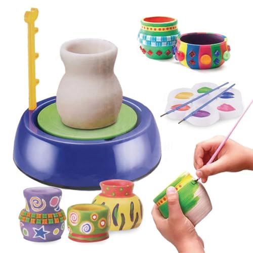 Image of MiniExplorer Pottery Wheel Kit for Kids - DIY Battery Operated Pottery Making and Painting Set with Clay, Sculpting Tools, Arts and Crafts Toy for Boys Girls Age 5+, Creative Activity Gift
