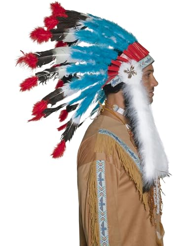 Smiffy's Western Authentic Indian Headdress, Blue - Image 2