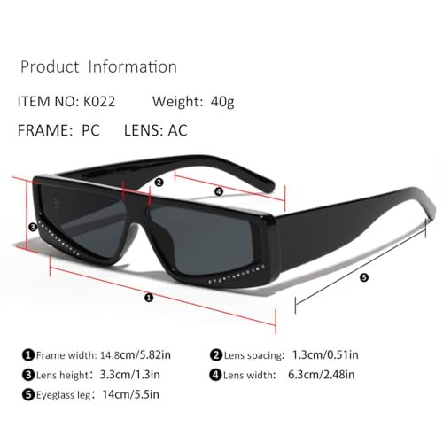 Lunettes de soleil œil de chat punk verres UV400 design géométrique noir