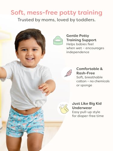 Image of superbottoms Padded Underwear for Babies & Toddlers, 3 Layers of Premium Cotton & DryFeel Layer, Ideal for Diaper-Free Time & Mess-Free Potty Training Pants, 6 Pack
