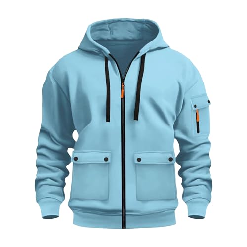 Men's Full Zip Tactical Hoodies Casual Workout Gym Cargo Hooded Sweatshirts Outdoor Winter Fleece Jacket with Pockets2