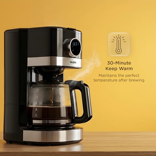 Image of Glen 12 Cup Coffee Maker Machine with Digital Control Knob | 1.5L Large Capacity Drip Coffee Machine | Anti-Drip Function | Keep Warm Feature | Coffee Maker for Home & Office (9053CM)