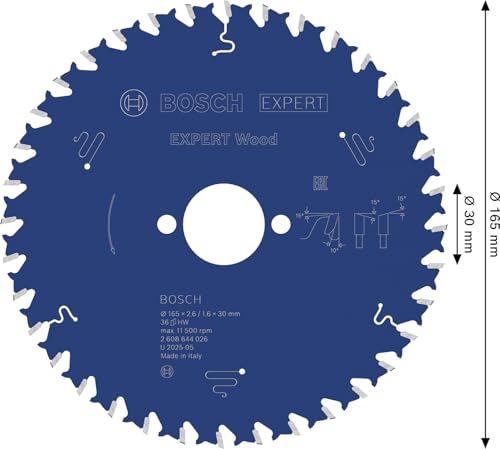 Bosch Professional 1x Kreissägeblatt Expert for Wood (Holz, Sägeblatt Ø 165 x 30 x 2,6 mm, 36 Zähne, Zubehör Kreissäge) – Ansicht 3