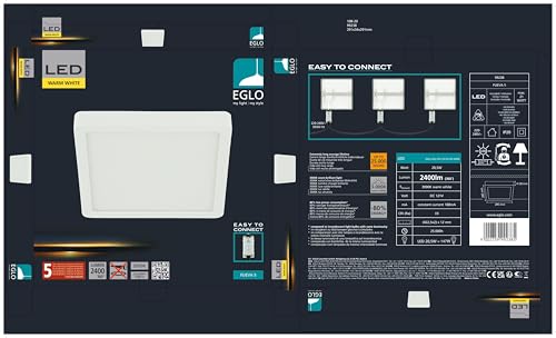 EGLO Fueva 5 LED Ceiling Light 28.5 cm 1 Bulb Surface-Mounted Steel and Plastic Surface Warm White, 28,5 x 28,5 cm - Image 4