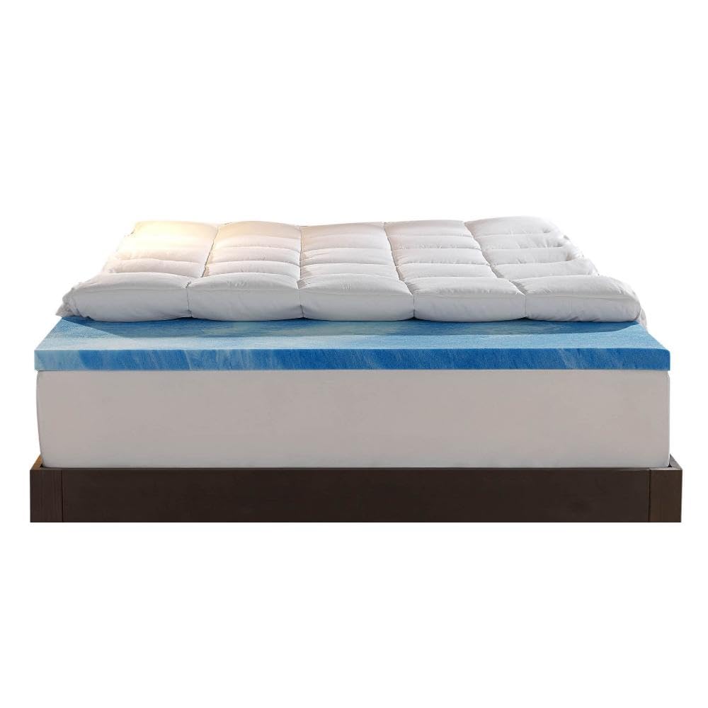 Sleep Innovations Dual Layer 4 Inch Memory Foam Mattress Topper King Size Medium Support 2 Inch Cooling Gel