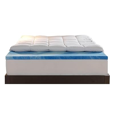 Sleep Innovations Cooling Comfort Gel Memory Foam Dual Layer Mattress Topper, 4 Inch, King Size, Pillow Top Cover