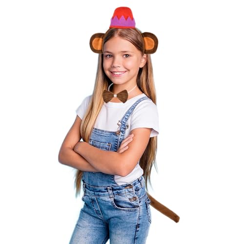 image for PATURPINT Monkey Costume Accessory Set, Headband with Ears and Hat, Bo