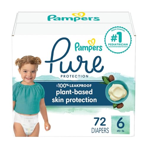 Image of Pampers Pure Protection Diapers - Size 6, 72 Count, Hypoallergenic Premium Disposable Baby Diapers