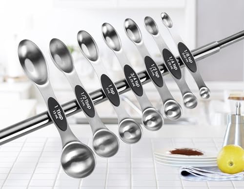 Spring Chef Magnetic Measuring Cups & Spoons Set, Patented, Strong N45 Magnets, Heavy Duty Stainless Steel Fits in Spice Jars for Baking & Cooking, BPA Free, Round Set of 15 with Leveler, Black by Spring Chef - Image 8