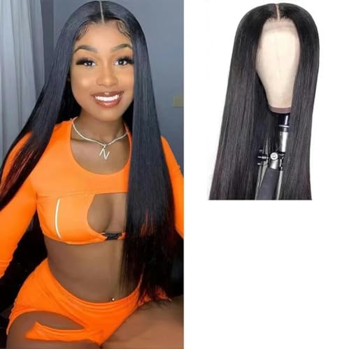 Pelucas de cabello humano con frente de encaje 13x4 para mujeres Pelucas de cabello lacio con encaje HD prearrancado de 13x6 Peluca sin pegamento 5x5 Pelucas precortadas Wear And Go-16 pulgadas-180%