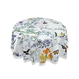 Voucong Chic Tischdecke, rund, Thymianblüten, 152,4 cm, maschinenwaschbar, für Abendessen im Freien