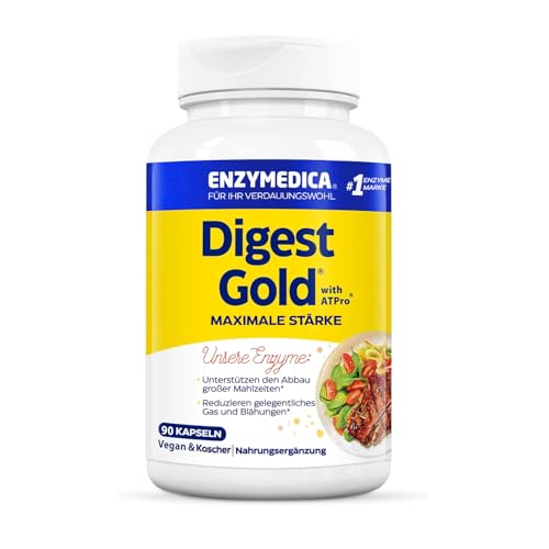 Enzymedica - Digest Gold schnell wirkende Enzym-Formel reduziert Gase und Blähungen verbessert die Nährstoffaufnahme und Energie glutenfrei milchfrei vegetarisch 90 Kapseln
