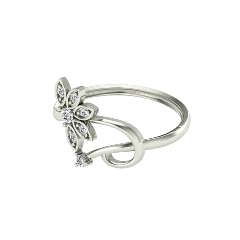 Image of DISHIS 18K(750) /14K(585) White Gold Diamond Flower Ring for Women