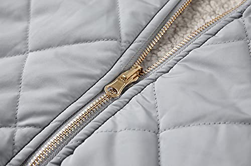 Valphsio Womens Padding Vest With Pockets Reversible Quilted Sherpa Fleece Vest Lightweight #TOP4