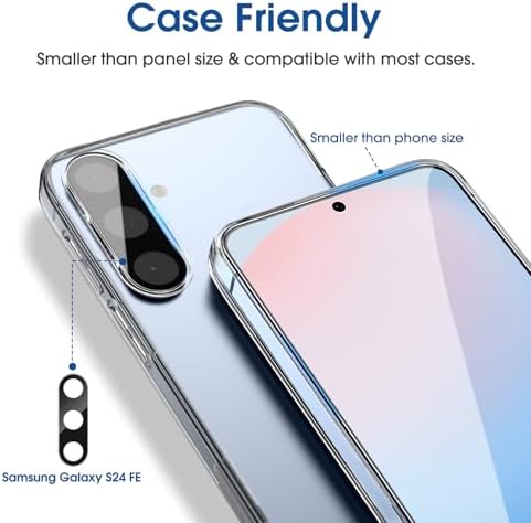 amFilm Auto-Alignment OneTouch for Samsung Galaxy S24 FE 6.7'' Screen Protector + Camera Lens Protector,Tempered Glass,30 Seconds Installation, Bubble Free, Case Friendly, Anti-Scratch [2+2 Pack]