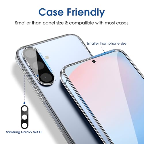 amFilm Auto-Alignment OneTouch for Samsung Galaxy S24 FE 6.7'' Screen Protector + Camera Lens Protector,Tempered Glass,30 seconds Installation, Bubble Free, Case Friendly, Anti-Scratch [2+2 Pack] - Thumbnail 5