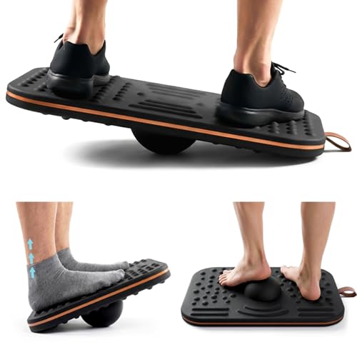 ERGO COLLECT Balance Board for Standing desk 2-in-1 Dual-Sided Balance Stability Trainer & Anti-Fatigue Standing Mat Calf Stretcher for Home Gym Office