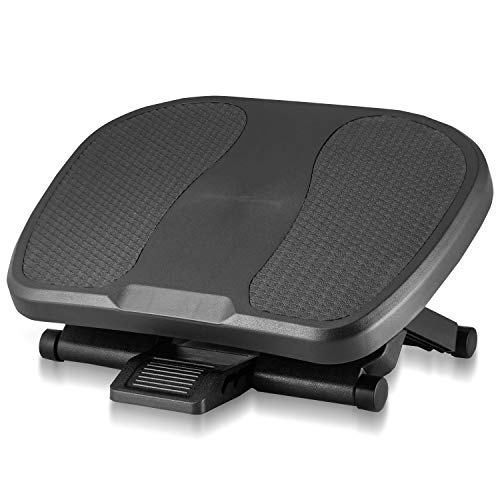 Under Desk Foot Rest, Black Footstool & Office Ergonomic Footrest, Adjustable Angle & 3 Different Height Positions, 17.7