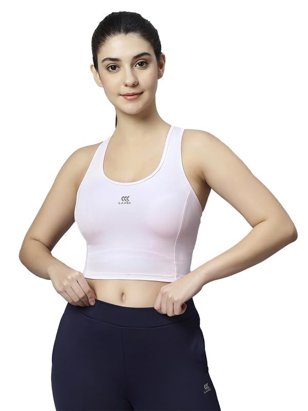 laasa Sports Racer-Back Longline Solid Black Sports Bra with Inner MESH for Women-picture-49