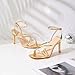 Mostrin Gold Strappy Heels for Women Open Square Toe Ankle Strap Heels Stiletto Lace Up Heeled Sandals Comfort Dress Shoes Wedding Bridal Sandals Size 8