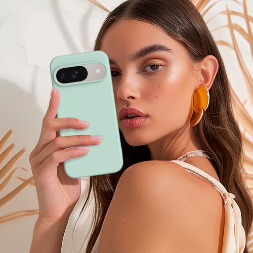 Image of Tobfit Back Cover Case Compatible with Google Pixel 9 /9 Pro, Case Cover Rugged Flexible Durable Anti-Slip Silicone Protection Shockproof Google Pixel 9 /9 Pro Back Cover (Cyan)