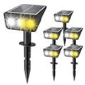 MDTlight Solar spot Lights Outdoor IP65 Waterproof Solar spotlights 3 Lighting Modes Tree Lights for Outdoor Yard Garden Auto On/Off Wall Lights for Walkway Driveway Garage 6 Pack (Warm White