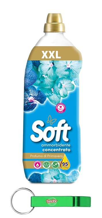 Suavizante concentrado Soft XXL Ammorbidente Concetrato Primavera con aroma primaveral – Detergente para el cuidado de la ropa 95 lavados 2L + llavero Beni Culinari gratis