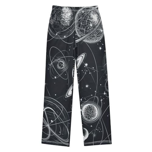 ZZXXB Planet Print Boys Long Pants Soft Trousers Elastic Waist Kids Lounge Bottoms with Pockets S-XL