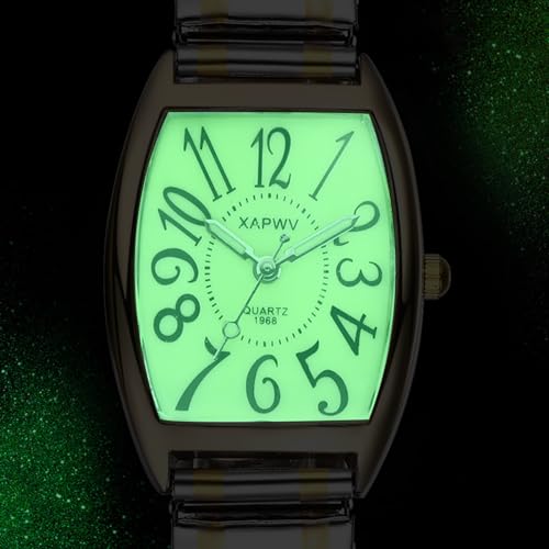 Avaner Uhren Damen Rechteckig Stretchband: Herrenuhr Paaruhren Elastische Armbanduhr mit großen Ziffern Analoge Quarzuhr Einziehbare Edelstahl Banduhr Leicht Ablesbare Uhr für Frauen Männer – Bild 4