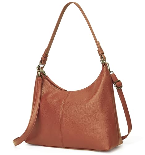 Image of Hobo Bag for Women Genuine Leather Purses Work Casual Shouldler Bag with Two Adjustable Straps