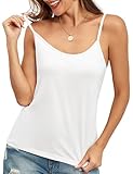 Anyeager Tank Tops for Women White Summer Sleeveless Adjustable Spaghetti Strap Going Out Y2k Basic Tank Tops Camisole Casual Shirt (White Medium)