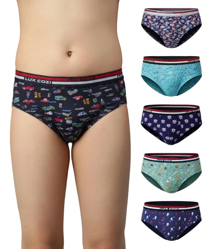 Image of Lux Cozi Boy's Super Combed Cotton Outer Elastic Printed Brief with Ultra Soft Waistband | Colors & Prints May Vary|