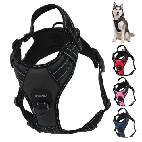 Arnés Antiescape y Antitirones para Perros Medianos y Grandes, Arnés Ajustable con Tela Transpirable y Asa de Control, Ideal para Adiestramiento y Paseos (Negro, M)