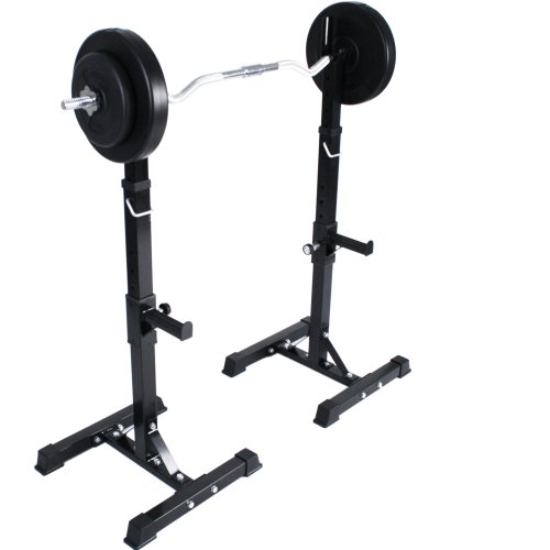 Physionics® Langhantelablage - bis 300 kg, Zwei Ablagen, 12/6 Fach verstellbar, rutschfeste...