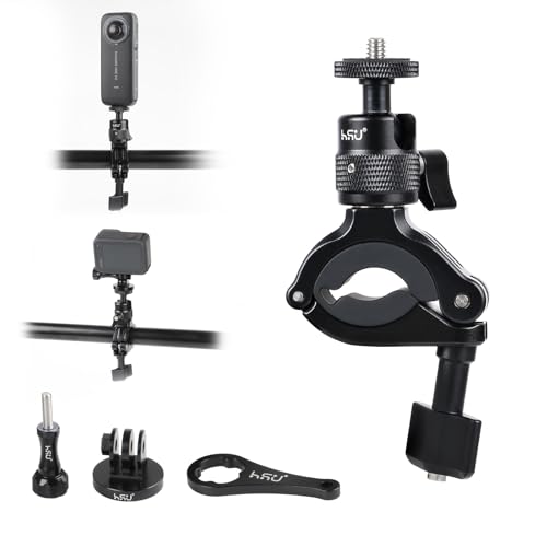 Image of HSU Bike Handlebar Mount for GoPro, 0.31-1.38 inch 360 Rotation 1 /4-20 Ball Joint Seat Post for GoPro Hero 12 /11 /10 /9 /8 /7 /6 /5 /4, DJI Osmo Action AKASO Insta360 and Other Action Cameras