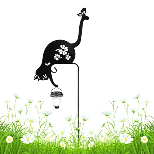 Lanterne solaire chat en métal, idée cadeau décoration de jardin pour maman