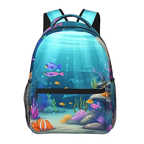 Sac à dos de voyage Under Sea Printing noir ergonomique taille unique