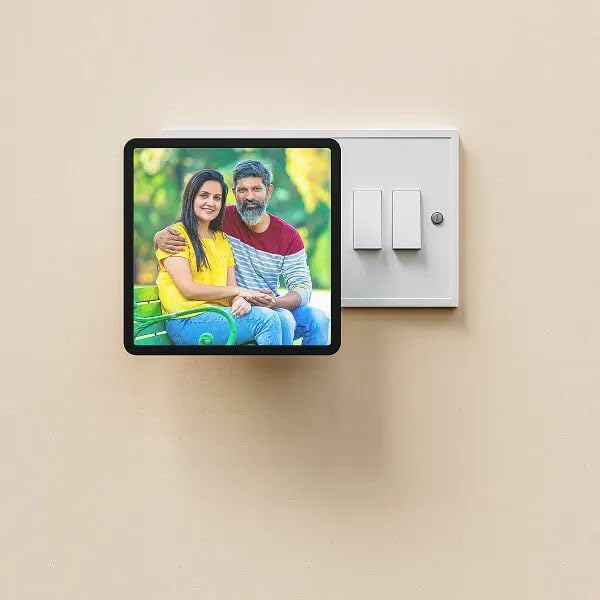 Image of Custom LED Light Switch Cover with Photo Frame, Square Wall Mount Display Panel, Decorative Switch Plate, Home Decor