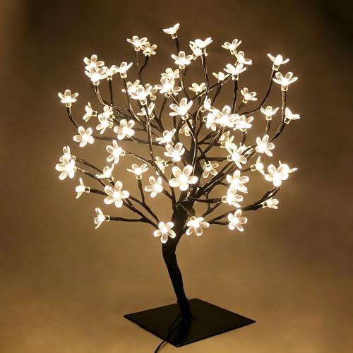 LED Cherry Blossom Bonsai Stylt Tree Lamp 45cm With 72 LED Warm White Fairy Lights Stable Square Metal Base Christmas xmas Tree Lights
