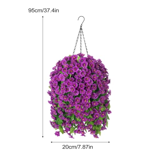 Flores artificiales para exterior cestas colgantes de seda de 94 cm 6