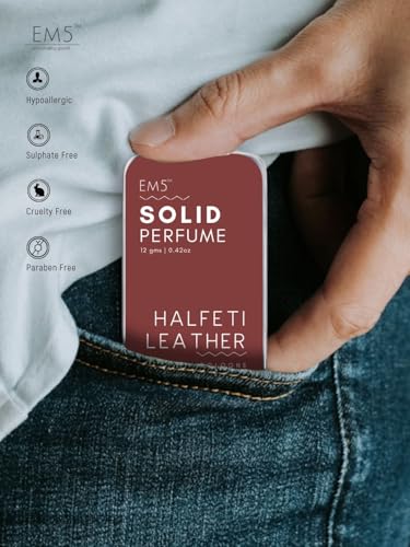 Image of EM5 Solid Perfume | Alcohol Free & Non-Greasy Cologne | Strong & Long Lasting Fragrance | 12g (Halfeti Leather (Leather, Spicy, Smoky, Woody))