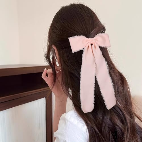 Pinzas para el cabello moño de cintas coral 2 piezas miniatura 5