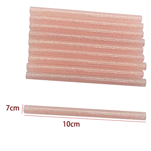 Bastoncini di colla colorata a caldo, 7 mm, glitter rosa chiaro per riparazione artigianale elettrica, 10 pezzi