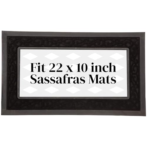 Evergreen Flag Sassafras Door Mat Tray All-Weather Weatherproof Doormat for Indoor and Outdoor Entrance Non-Slip Backing Entryway Front Door Mats (Black Scroll 28 x 16 Inches)