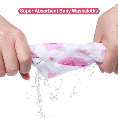 Image of Viviland Baby Washcloths 24 Pack, Toddler Wash Cloths for Bath, Super Soft & Absorbent Bath Towel for Newborn and Infants, Baby Towels Care for Baby's Sensitive Skin