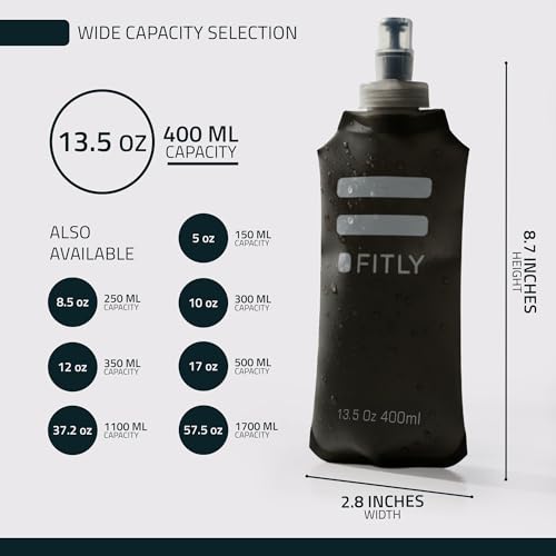 FITLY Soft Flask - Shrink As You Drink Soft Water Bottle for Hydration Pack - Folding Water Bottle Ideal for Running, Hiking, Cycling, Climbing & Rigorous Activity - Image 3