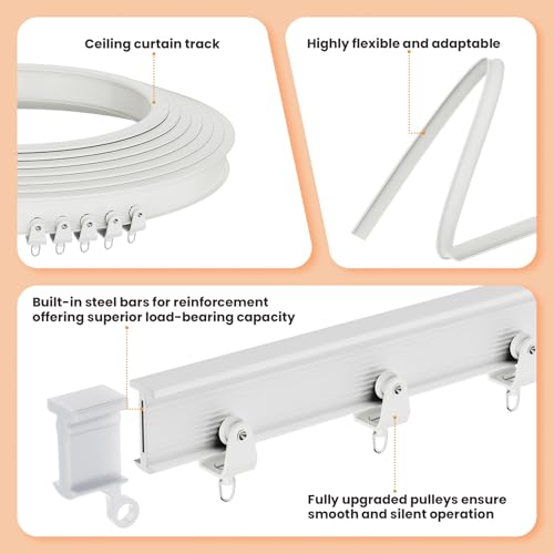 Image of JILRON Folding Accordion Partition Divider with Ceiling Track - Hanging Room Curtain, Quick Setup(Grey 180 inch W x 84 inch L-Pack of 1)