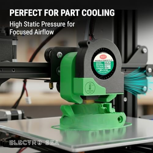 Image of ElectroSea 50 x 50 x 15mm 12V Fan DC I Brushless Turbo Blower Cooling Fan 5015 DC 12V Compatible 3D Printer Extruder Hotend I 2 Pin JST-XH Connector, 30 cm wire length (Quantity 3 x Turbo Fan)
