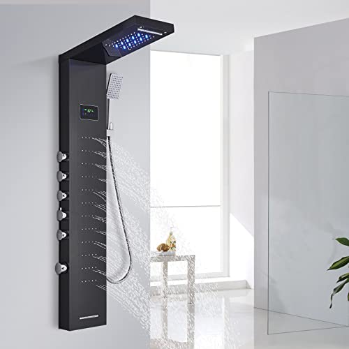 TVTIUO-LED-Panel-de-Ducha-Columna-de-Hidromasaje-Duchacon-ducha-de-manoBoquillas-de-MasajeGrifo-de-baneraLCD-Multifuncion-Sistema-de-DuchaNegro TVTIUO-LED-Panel-de-Ducha-Columna-de-Hidromasaje-Duchacon-ducha-de-manoBoquillas-de-MasajeGrifo-de-baneraLCD-Multifuncion-Sistema-de-DuchaNegro